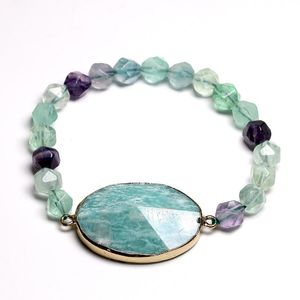 Charm Bracelets Natural Stone Pendant Bracelet For Women Men Fluorite Amazonite Yoga Faceted Bead Meditation JewelryCharm