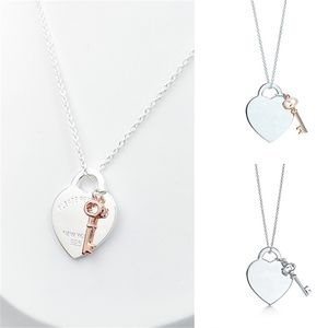 Naszyjnik z sercem i kluczem dla kobiet 1:1 srebro 925 Sterling luksusowa biżuteria prezenty Co Drop 220330
