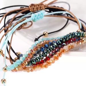 Handgefertigtes hochwertiges buntes Kristallperlen-Strang-Armband, Glücksseil, Freundschaftsschmuck, Perlenarmbänder