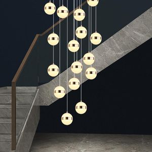 Pendelleuchten Moderne Treppe Kronleuchter Beleuchtung Nordic Art Duplex Gebäude Loft Corner Ball Magic Bean Villa Lobby LED KronleuchterPendant