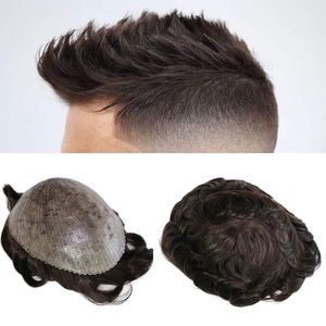 Protesi per capelli maschili 0,12 mm Iniezione Pelle Toupee Uomo Parrucche durevoli Unità di sistema di capelli umani al 100% Capillare