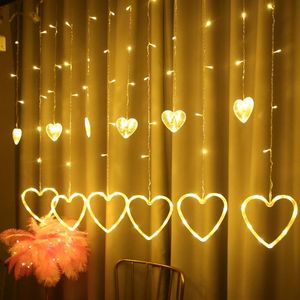 Strings Confession Heart-Shaped Curtain String Light 2.5m 138leds Fairy LOVE Lamp For Valentine's Day Wedding Party Indoor Outdoor Decor