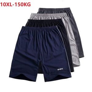 Storlek 10xl 150 kg Män Summer Sports Shorts Big Size Cotton Shorts Navy Blue Black Workout Overized High Elasticity Loose Homewear 220507