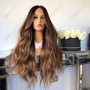 13X6 Lace Frontal Wig Humain Hair Body Wave 360 Lace Front Wigs for Women Warm Honey Blonde Balayage Transparent Remy Hairs