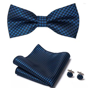 Bow Ties Factory Sale Est Style Festive Gift Silk Luxurious Tie Handkerchief Cufflink Set Necktie Bowtie Man StripedBow