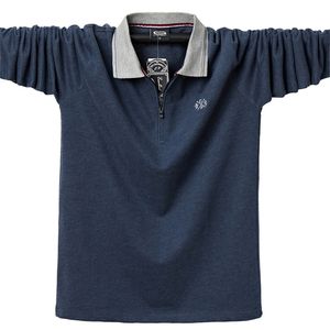 Polo da uomo Autunno Casual Moda Cotone Maschile Top Tees Manica lunga Colletto rovesciato Camicie da uomo Cerniere Large Size 6XL 220707