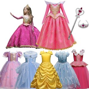 Flickklänningar Små flickor Prinsessan Fancy Cosplay Karnevalsklänning för flickedräkt Barn Barnrockar Rose 4-10Y Babykläder Klänning