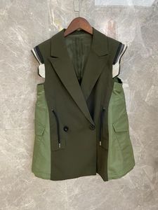 Kvinnors västar 2022SS Spring Women Högkvalitet Double Breasted Patchwork Vest Coat for Female Chic Jacket 2 Color Tutu Luci22