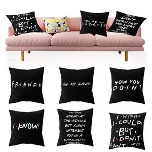 Pillow Case Classic Letters Black White Pillows Cases Sofa Pillowcase Friend TV Show Funny Decoration Cushion Cover Home Softness Covers Cas
