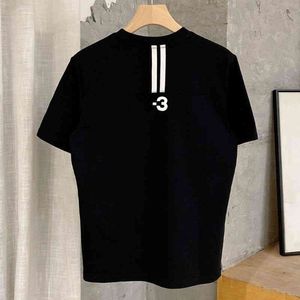 T-shirt in cotone estivo di vendita calda Tide Brand Y3 Aggiunge girocollo T-shirt a maniche corte Stilista di moda Top casual allentato a tre barre