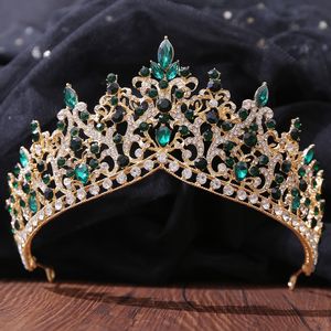 Cristais vermelhos headpieces acessórios de casamento coroas barrocas prata frisado tiaras de noiva strass peças de cabeça para quinceanera cro2525