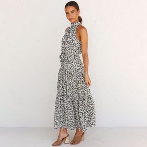 The New 2022 Women Dress 17 Color Neck Wave Points In Printed with The Dress