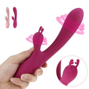 G Spot Tavşan Vibratör Klitoris G-Spot Stimülasyonu Su geçirmez yapay penis 10 Güçlü Titreşim 2 Motor Masajı Kadınlar için