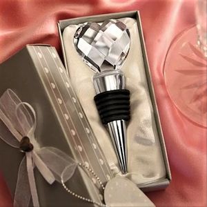 Großhandel-50pcs/Los Hochzeit Gefällt mir kreative Geschenke Crystal Heart Legierung Weinflaschen Stopper Rückengeschenke für Gäste Party bevorzugt Dh8472