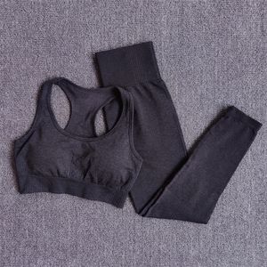 Set da yoga per donna senza cuciture Abbigliamento sportivo Abbigliamento fitness Palestra Leggings da corsa Pantaloni da allenamento Reggiseni imbottiti 2 pezzi Abiti 220330