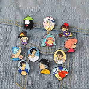 Cartoon Movie Enamel Pins Howl Sofia Ashitaka San Ponyo Sosuke Brooch Lapel Badges Anime Custom Jewelry Gift for Kids Friends