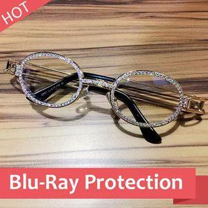 Mode Pretection Retro Runde Sonnenbrille Vintage Frauen Steampunk Sonnenbrille Männer Klare Linse Strass Sonnenbrille