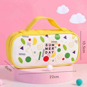 Lärande leksaker Portable Canvas Pencil Case Söt stor kapacitet Stationery Bag School Pencil Case for Children Student Pen Case Kawaii Handväska T220829