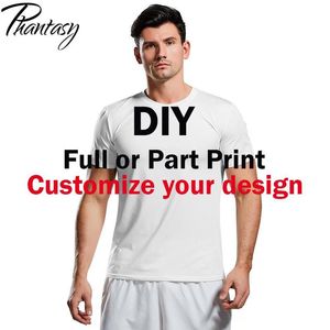 Phantasy DIY القمصان المخصصة للجنسين نص الطباعة الكاملة TEES تخصيص أزياء الشارع كبيرة الحجم 220704