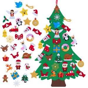 diyフェルトクリスマスツリー装飾品の年ギフトキッズおもちゃ人工ドアウォールハンギングデコレーションy20102020202020