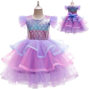 Mermaid Puffy Dresses For Girls Ins Gradient Gauze Long Skirts With Big Bow Evening Dress Princess Skirt an D3