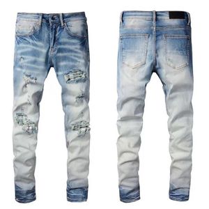 50 off ~ Jeans Designer masculino jeans hip-hop zíper buraco lavagem calças retro rasgado dobra costura design masculino motocicleta equitação legal calça fina céu azul jean para mulheres 28-40.