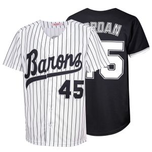 Birmingham Barons #45 Retro-Baseball-Trikot, genäht in Schwarz und Weiß