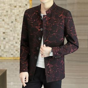 Men's Suits & Blazers Men's Suit Jacket Chinese Style Retro Standing Collar Zhongshan Coat Slim And Handsome High-quality Fashion Groom&