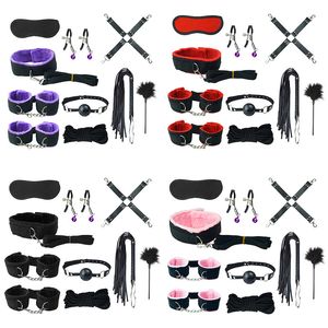 Adult sexy Toys For Game Erotic SM Kits Bondage Handcuffs Whip Gag Nipple Clamps Leather Products