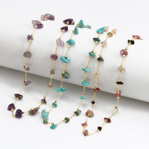 Surowy naszyjnik z łańcucha kryształowego dla kobiet dziewcząt koraliki szlachetne Chakra lęk lęk ametyst Aventurine Rose Quartz Tiger Eye Obsidian Choker