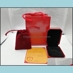 ジュエリーボックスパッケージングディスプレイファッションレッドカラーブレスレット/ネックレス/リングオリジナルオレンジボックスバッグギフトFLZJ7を選択する