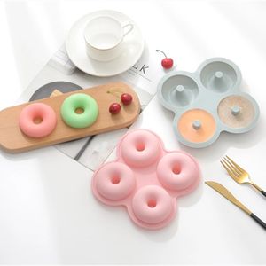 Moldes de sublimação para cozimento, 4 células, material de silicone rosa, pequenos moldes de rosquinha, ferramentas de cozinha, decoração de bolo, massas, moldes de cozimento