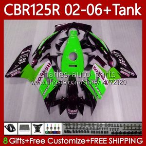 Corpo + coperchio serbatoio per HONDA CBR-125R 125CC CBR125RR CBR 125 R CC 02-06 Carrozzeria 124No.21 CBR-125 CBR125R 02 03 04 05 06 CBR 125R 2002 2003 2004 2005 2006 Carena verde Repsol