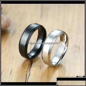 Band Rings Jewelry Classic Matte Black Sier Color Stainless Steel Ring For Men Women Mm Width Promise Wedding Jewelr Dhcoi