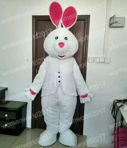 Halloween White Bunny Mascot Costume Top Quality Cartoon Rabbit Character Outfits Suit Unisex Adults Outfit Christmas Carnival Fancy Dress