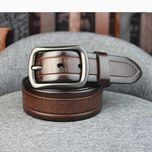 Belts Men's Leather Luxury Full Grain Cowhide Genuine Vintage Casual Jeans High Quality Designer Fashion Brown BeltBelts