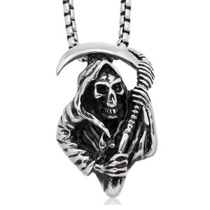 10Pcs Gothic Grim Reaper Death Scythe Skull Pendant Neckalce For Men Women Jewerly