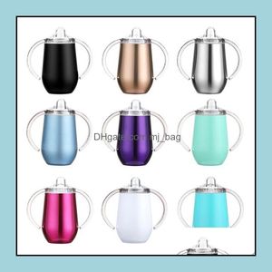 Mugs Drinkware Kitchen Dining Bar Home Garden Sippy Cup med handtag rostfritt stål Kids Tumbler Baby Cups Dubbel vägg insatt barn D