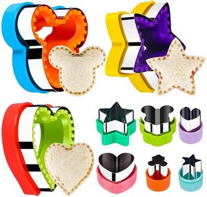 9pcs/conjunto Cutter Sandwich Cutter e selador Ferramentas de pastelaria Uncrustables Maker Diy Cookie Cutter para crianças almoço Bento Box Cutters Fruit Cutters HH22-249