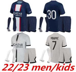 22 23 zestaw dziecięcy skarpetki home away MBAPPE HAKIMI PLAYER #30 koszulka piłkarska PARIS SERGIO RAMOS Maillots de football 2022 2023 MARQUINHOS VERRATTI shirt uniforms maillot 999