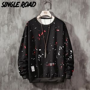 Singleroad Crewneck Sweatshirt Men graffiti överdimensionerade japanska streetwear hiphop harajuku hoodie män tröjor huvtröjor 201126