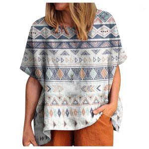 Wholesale chemise patterns resale online - Women s Blouses Shirts Vintage For Women Cotton Line Printed Pattern Casual Short Sleeve Tops Blouse Shirt Chemise Femme