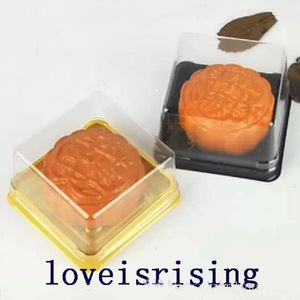 Novo produto 2 cores caixa 50sets Mini tamanho claro Caixa de bolo plástico Bolo de muffin Alimentos embalagens de presente de casamento por atacado