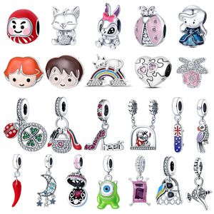 925 Silver Fit Pandora Charm 925 BraceletPendant Duck Rabbit Mushroom Turtle Charm charms set Pendant DIY Fine Beads Jewelry