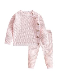 Infantil Baby Sweater Suit Primavera Outono Meninos Conjuntos de Confecções Quentes de Algodão Meninas Roupas 2 Pçs Roupas Nascidas 0-3 Anos 220326