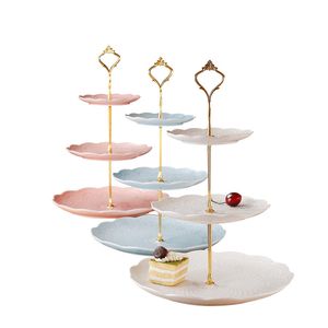 Metal 3 Tier Cake Plate Stand Handle Fitting Silver Gold Wedding Party Crown Rod Kitchen Dinnerware Dessert Tool