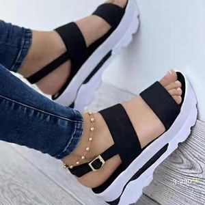 Sandals Summer European And American Non Slip Thick Soled Wedge Women s Sexy Outer Wear Open Toe Buckle Beach ShoesSandals
