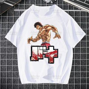 Herr t-shirts fighter anime baki t skjortor tryck o-hals kort ärm herr yujiro hanma grappler slåss skjorta hip-hop heigh kvalitet män