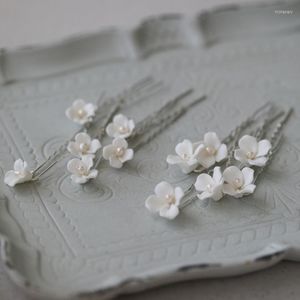 ヘアクリップbarrettes ins insh ceramic flower bridal pied pins pearlsウェディングジュエリー手作りの女性クリップシアトリス22