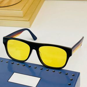 occhiali da sole firmati da uomo 0341S Occhiali da sole Eyewear Design vintage Montature rettangolari Lenti gialle Aste a righe uomo Guida Outdoor UV400 con custodia
